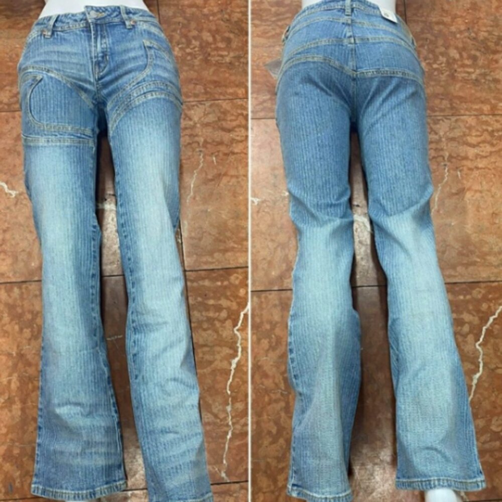 Women’s Azzure Mid Blue Sandblast Striped Pants NWT